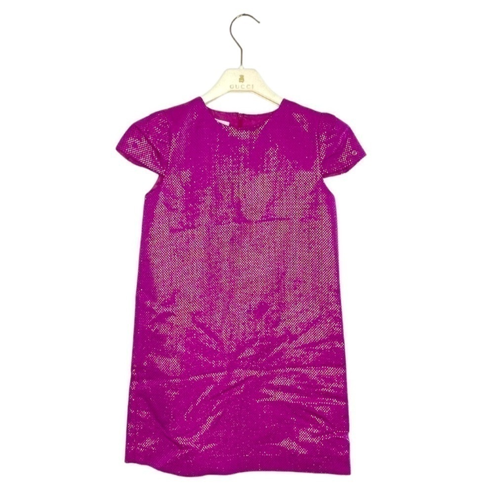 Gucci Magenta Metalic Cap Sleeve Dress Size 8